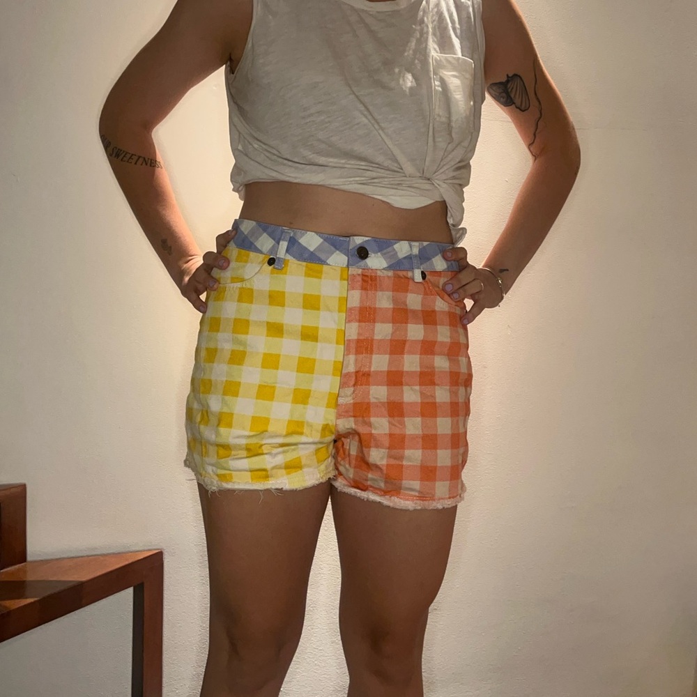 farm rio gingham colorful shorts